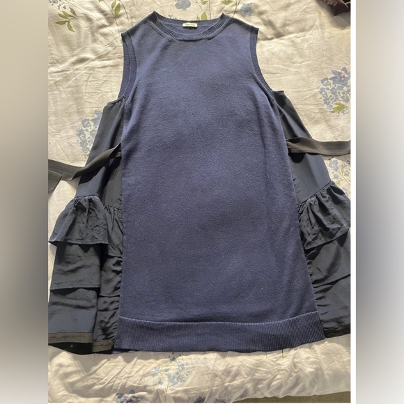 Miu Miu Mini Dress with Black Silk Ruffle Inserts - Picture 4 of 7